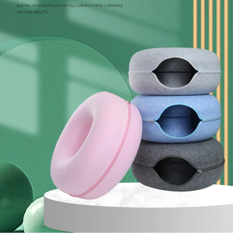 Factory Direct Sale Wholesale Pet Supplies Cat Tunnel Bed Pet Interactive accessories Play Toy Felt Cat Tunnel Tubes Bed