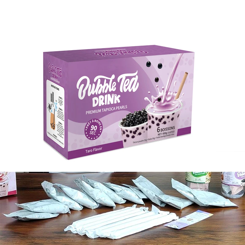 Instant Taro Flavor Drink Milk Powder 6pcs/set Box Package Instant Boba Tea
