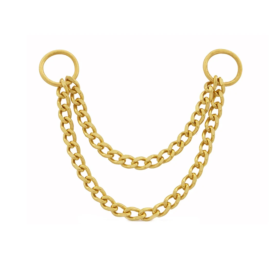 Wholesale Custom 14K Solid Gold Nose Cartilabe Hiphop Piercing Connection Cuban Chain Charms 18K