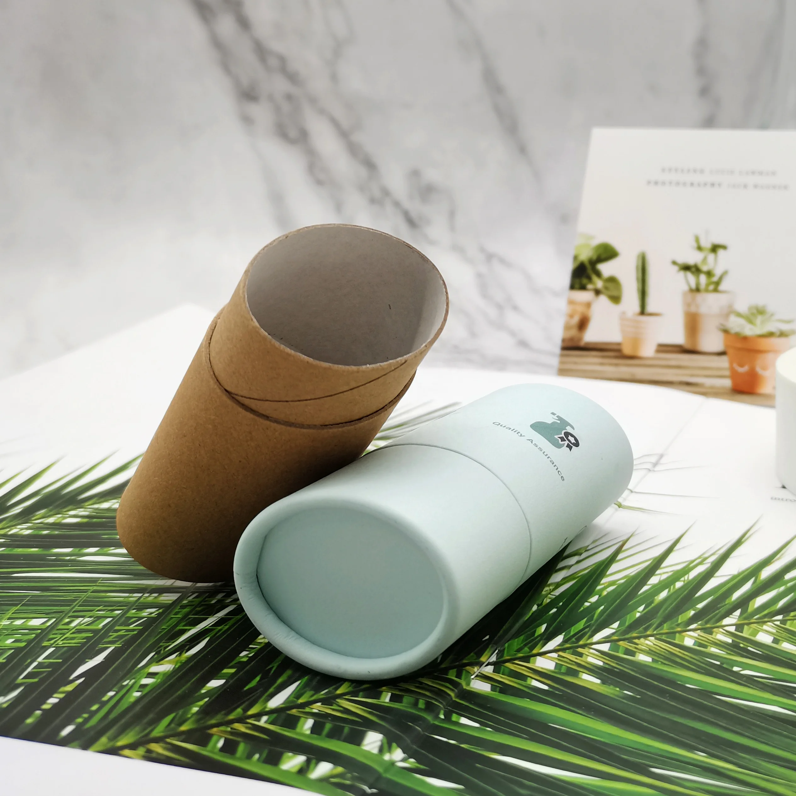 Экологически чистые картонные контейнеры, косметический дезодорирующий карандаш, упаковка, наполняемая, 2 унции, пуш-ап, крафт-бумага, трубка