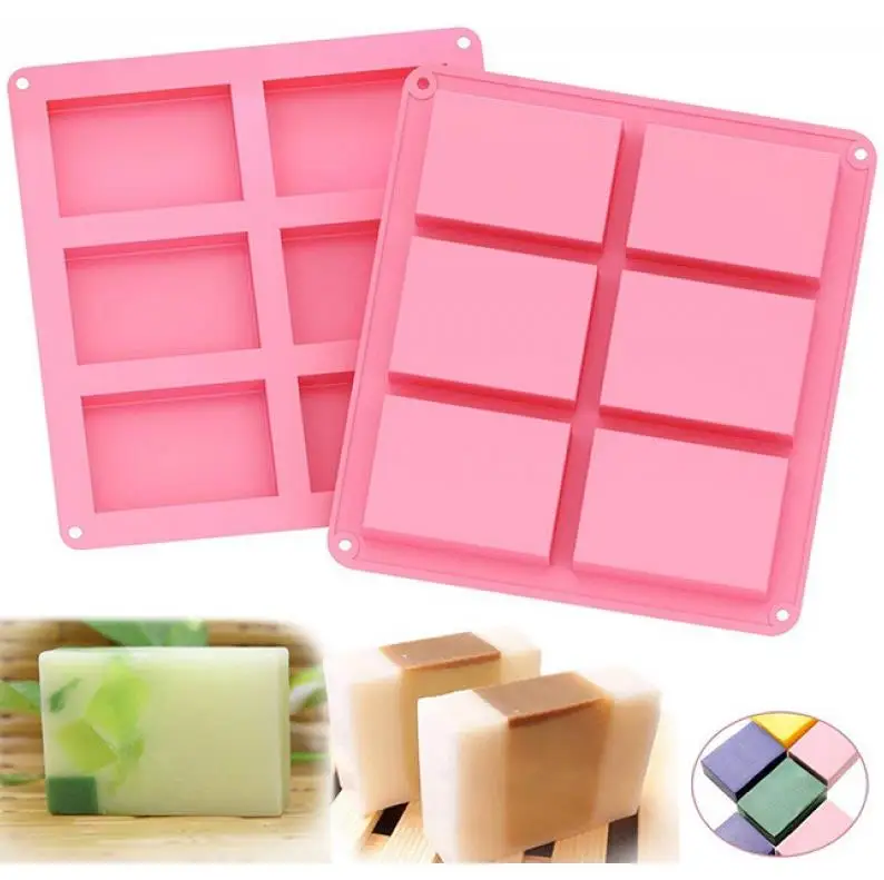 Hot sale Food Grade 6 Hole Rectangular Silicone Soap Manufacturing Molds Cake Baking Silicone Molds Chocolate Molds