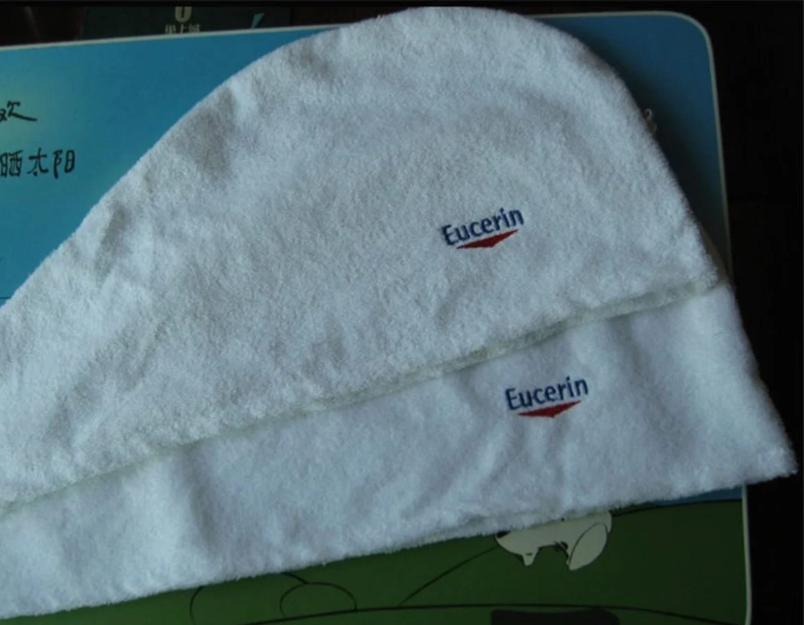 100% Cotton Eucerin Terry Cloth Hair Turban Towel  With Customized Logo