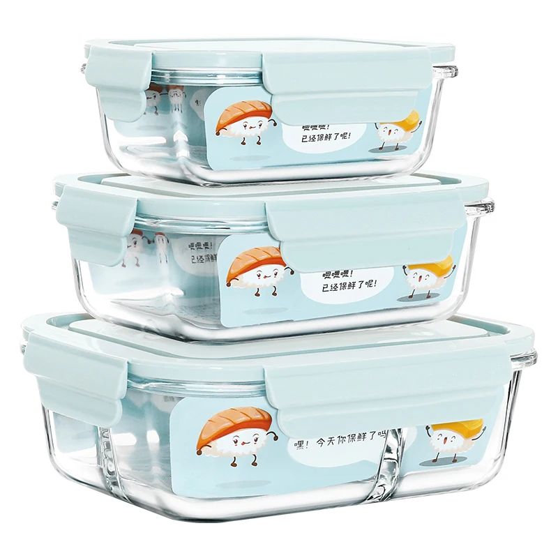 microwave safe  glass lunch box set with bag lunch box glass botosilicate glass lunch box