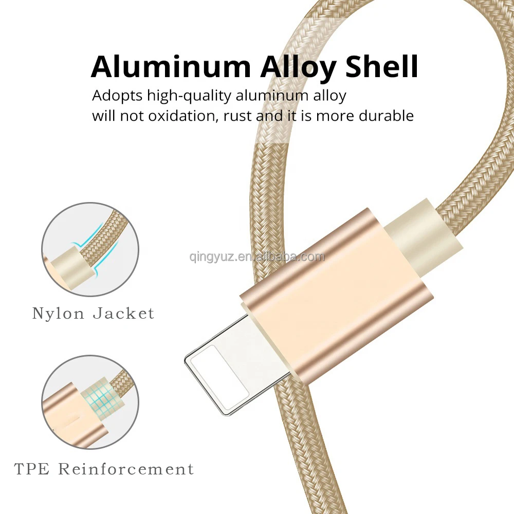 Long Fast Charger  For iPhone SE/6/7/8/XS/XR/11 12 PRO, 3 miter Aluminum Nylon Braided USB Data Sync For iPhone Charging Cable