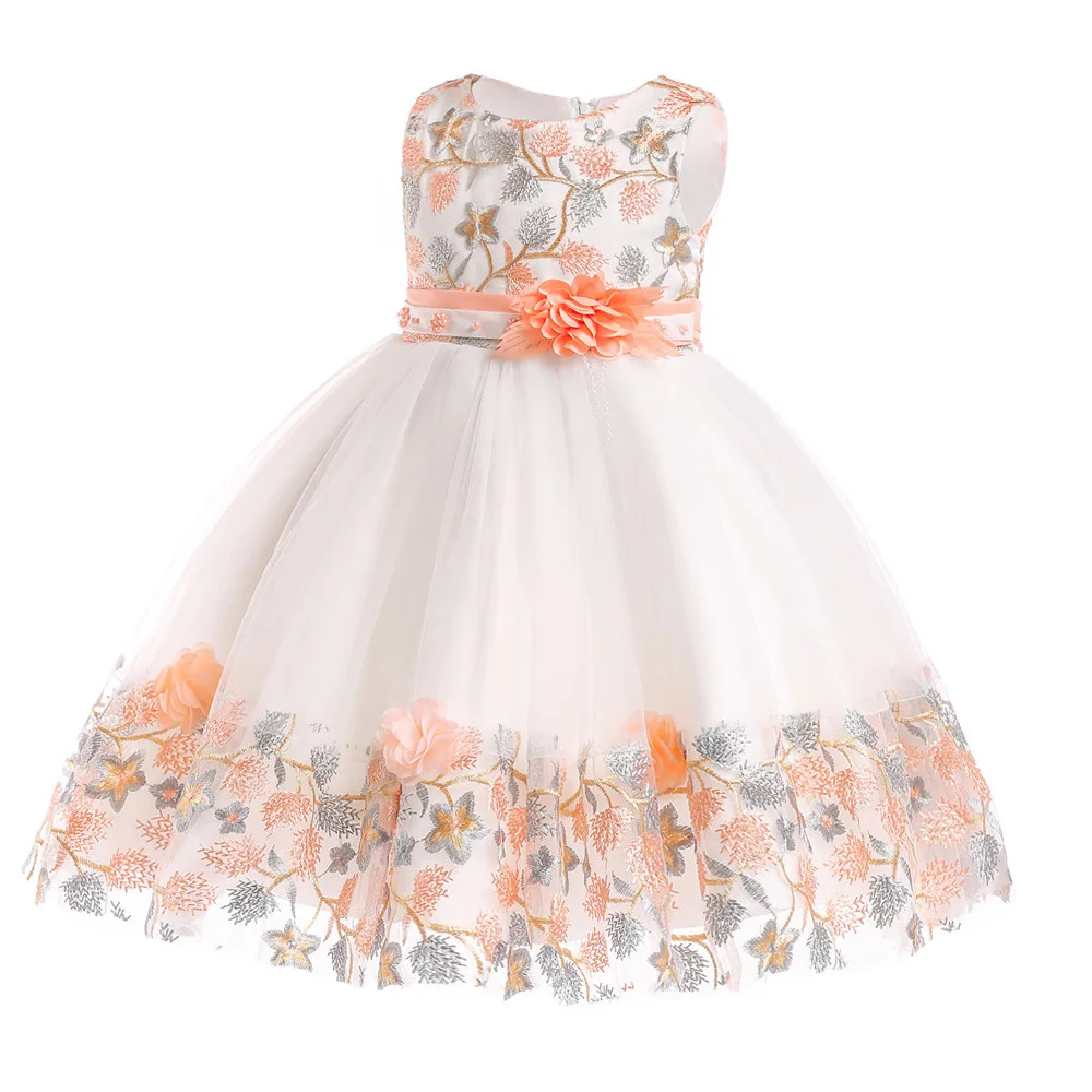 
Wish Hot Selling Children Clothes Princess Party Flower Tulle Puffy Newborn Baby Dress  (1600113959907)
