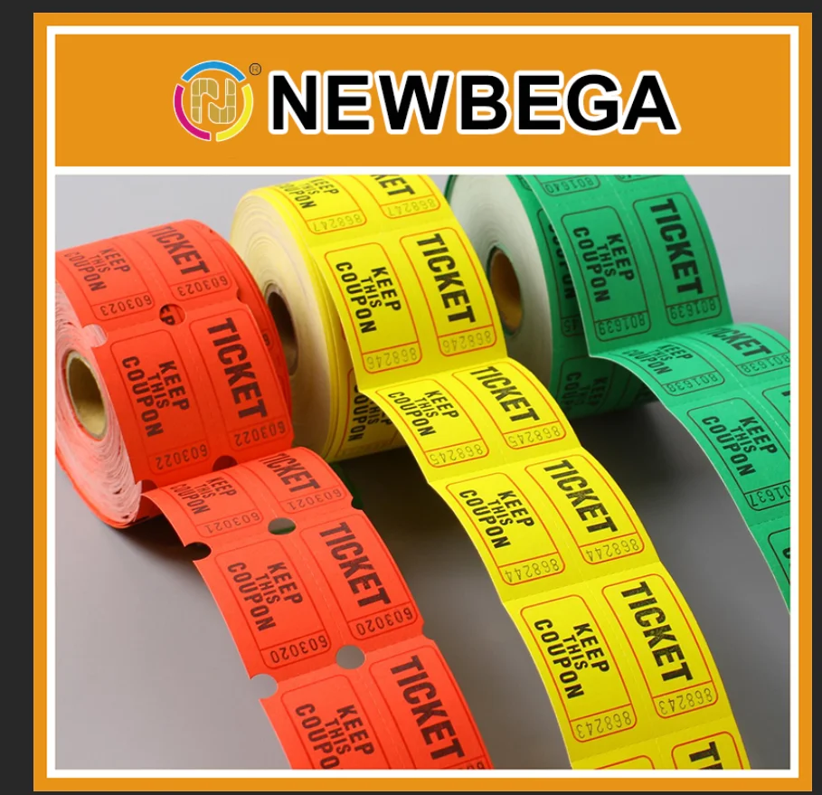 Unique design hot sale 1000 tickets per roll green yellow red blue raffle ticket roll