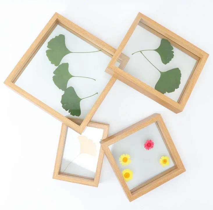 wooden double-sided glass insect plant specimen frame diy dried flower log three-dimensional picture