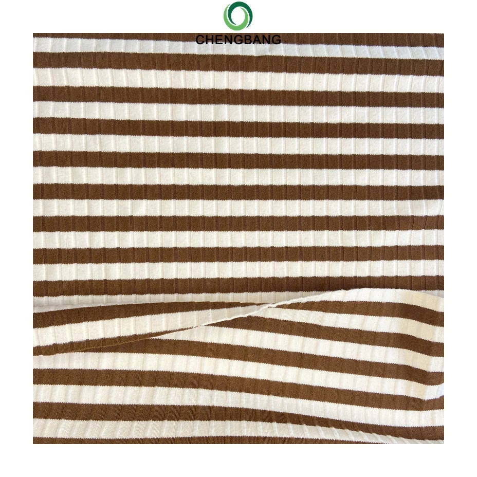 Fabric Factory Wholesale Polyester Rayon Spandex Waffle Stripe Knit Fabric for Sport wear Tops