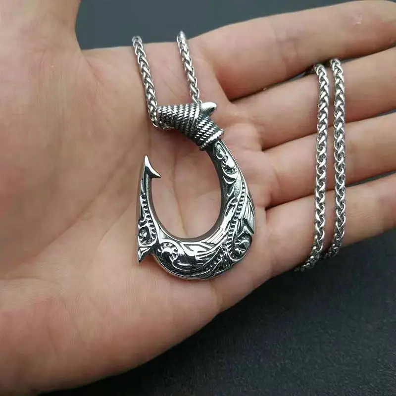 Viking Mermaid Fish Hook Trendy 316 Stainless Steel Jewelry Fine Fashion Jewelry 18k Pvd Gold Plated Pendant Necklaces 2024