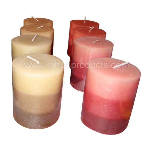 Candle factory Custom 3 Layer Surface Unscented Decor Pillar Candle