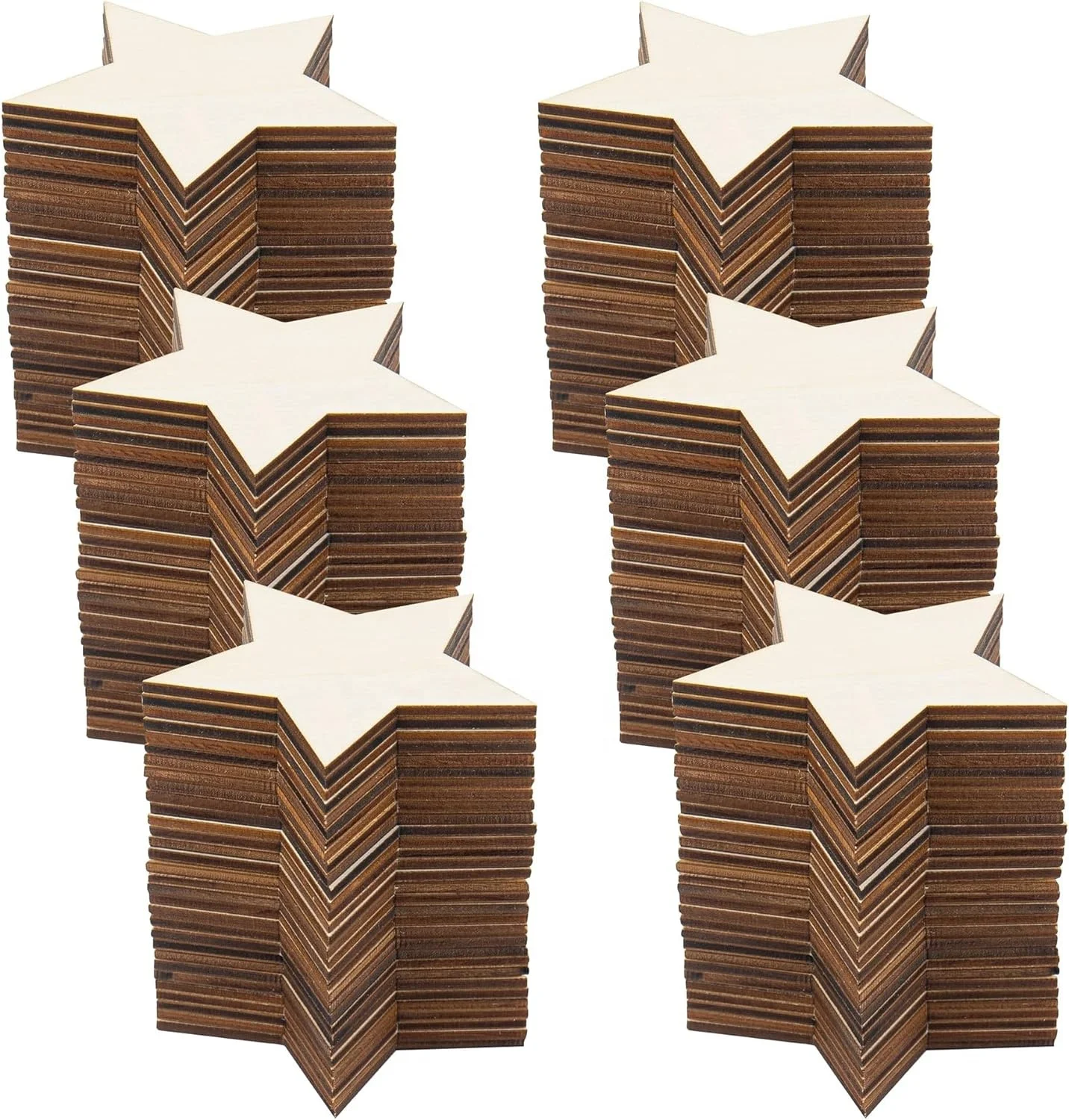 Creative 3 inch Diameter 0.1 inch Thickness Unfinished Wood Stars For DIY Crafts