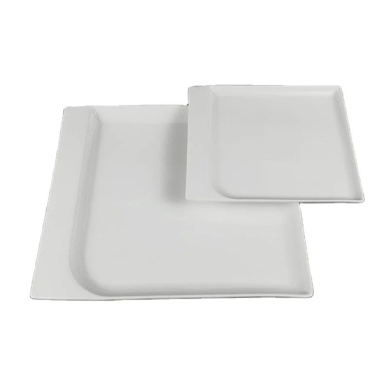 wholesale cheap porcelain square plate for daily use banquet hotel ceramic plate for hotel