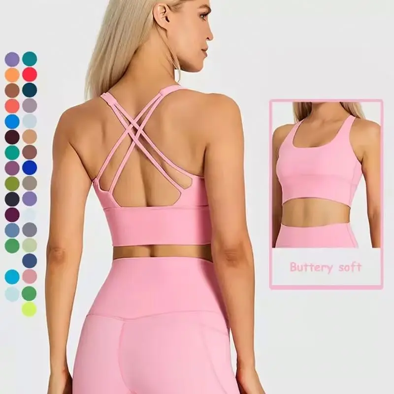 Factory direct sales women a variety of 24 color professional high impact pad push fitness gym sports bra