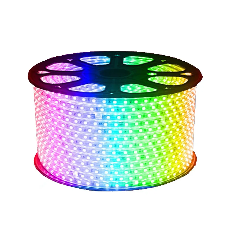 Светодиодная лента, смарт-Неоновая Гибкая 220 В наружная гибкая 5050 SMD 100 м RGB водонепроницаемая светодиодная лента IP65