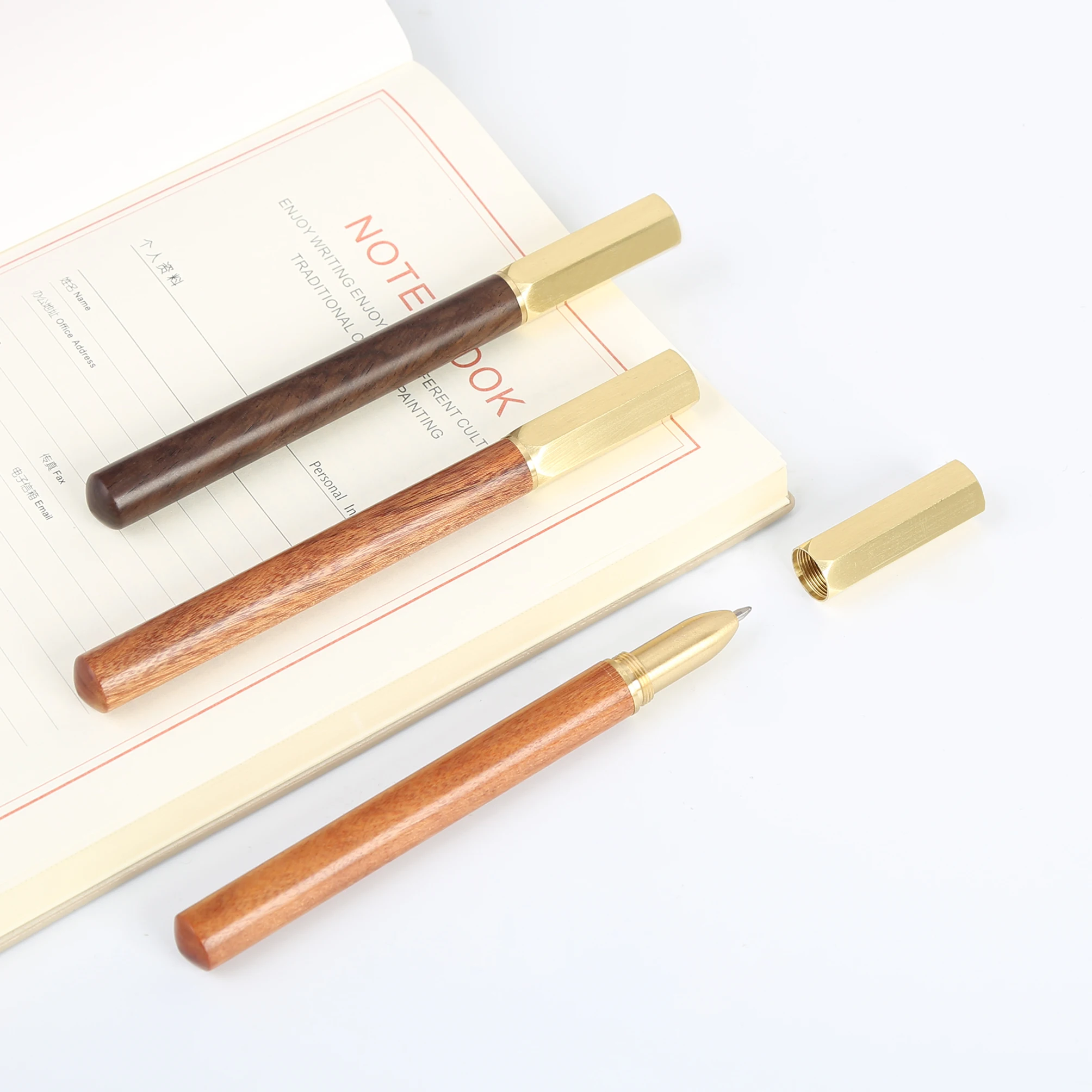 TTX promotion new personalized Stylo bamboo eco friendly pen gift box set black Brass Wood ballpoint pen with custom logo