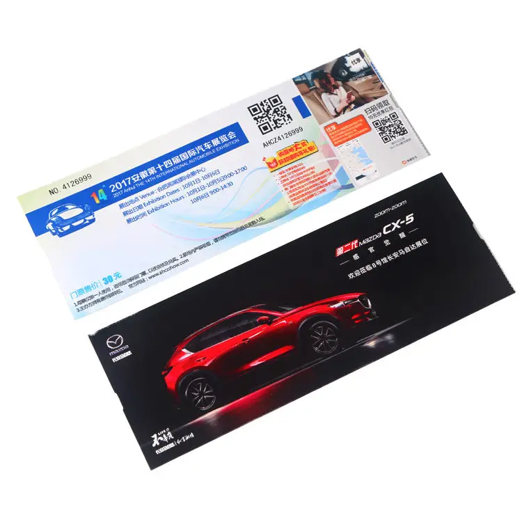 Custom Flight Ticket Printing Airline Thermal Paper Boarding Pass Full Color Boarding Pass Ticket Printing