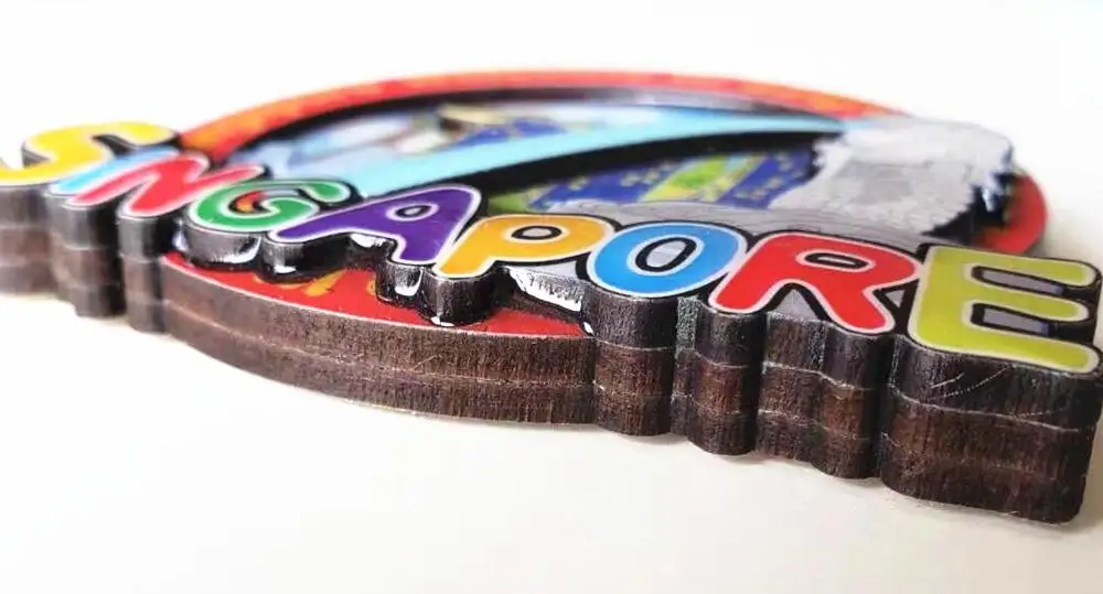 Деревянная двухслойная доска с лазерной резкой, 3D магнит на холодильник, сувенир, Сингапур, магнит на холодильник