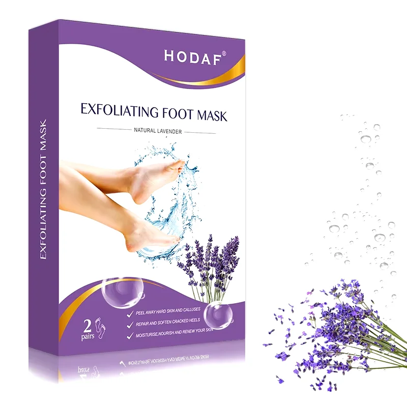 Private label lavender exfoliation peeling foot mask for foot skin care remove dead skin feet mask foot peel mask socks