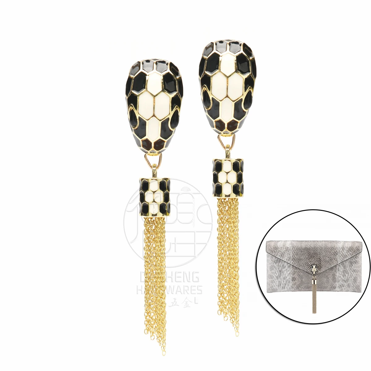 Handbag Accessories Metal Bag Rivet High End Epoxy Snake Shape Tassel Decoration For Bag