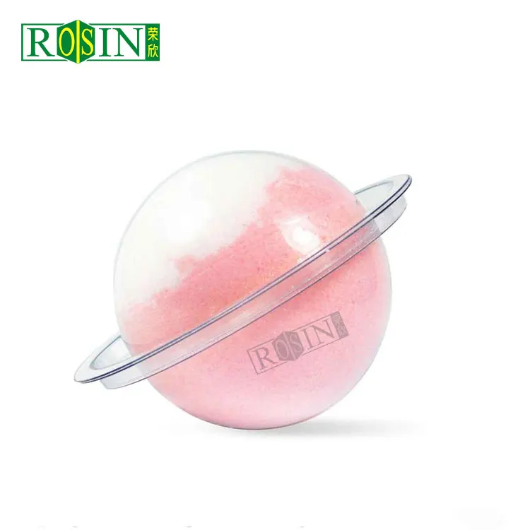 Customized Logo Clear Round Blister Plastic clamshell hinge Packaging boxes for bath bombs