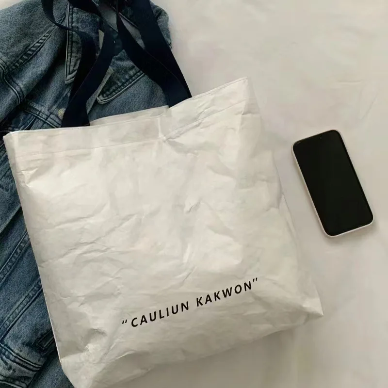 Прочный водонепроницаемый бумажный пакет Dupont с кнопками Пользовательский логотип Tyvek Tote Bag