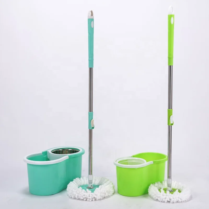 Wholesale Price Green Round 360 Degree Rotating Magic Spin Mop and Bucket Set with 2 Microfiber Mop Head