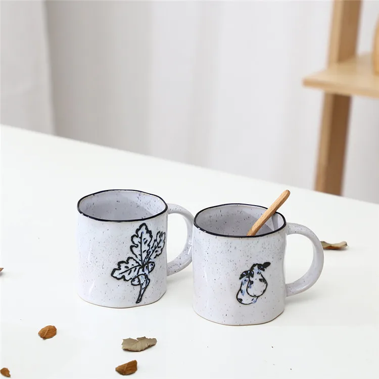 
Novel ceramic cup custom pattern logo cheap hotel tea milk latte espresso coffee white porcelain mug with handle 