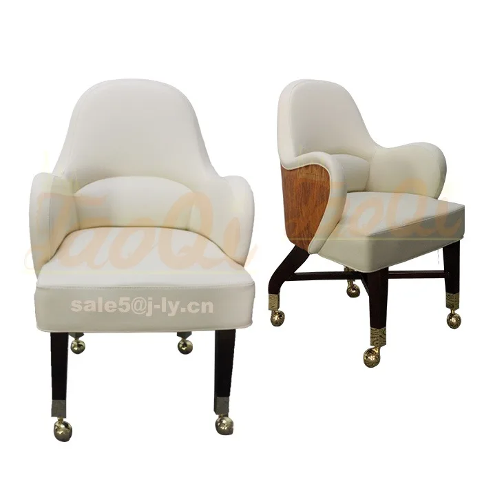 Quality Factory Price Casino Chair Wheels Slot Gaming Seating Castors Wooden VIP Poker Baccarat Black Jack Table Game Chair