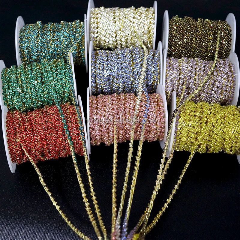 F175 Factory custom multi color rhinestone chain clothing sandals accessories decoration