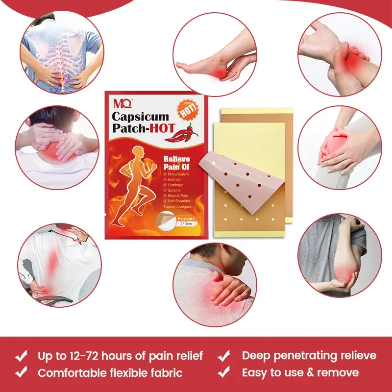 best sell capsicum hot pain relief patch plaster 8pcs/box odm oem heat patch for pain relief