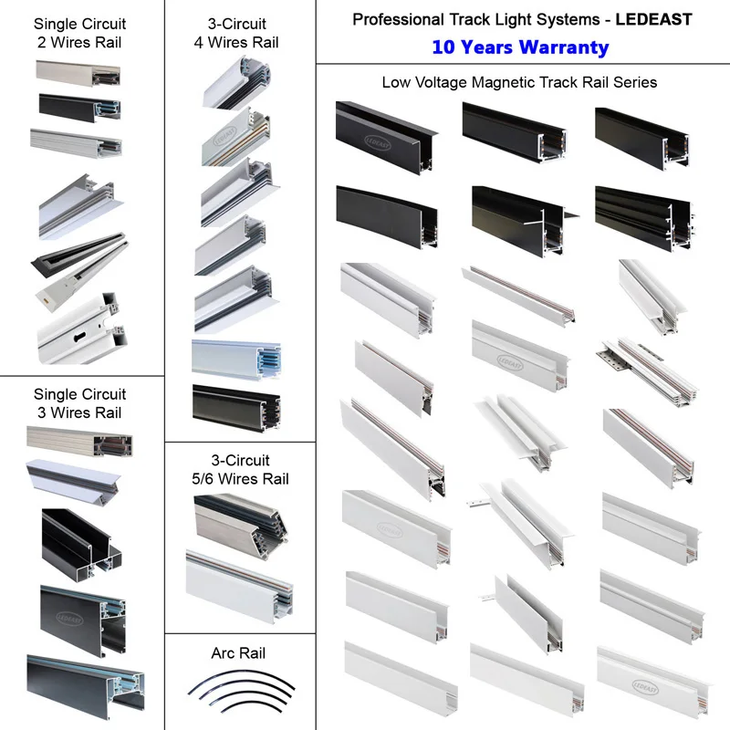 LEDEAST TR045 Built-in 3 Circuit Phase Track Rail Section 4 Pins Guide Rail Trackline For Shops Museums Made in Shenzhen