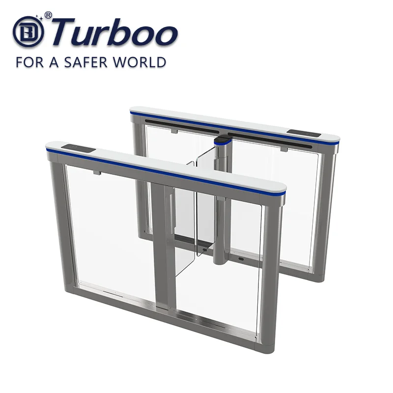 High security fully automatic optical pedestrian access control swing turnstile barrier speed gates for banks and hotels