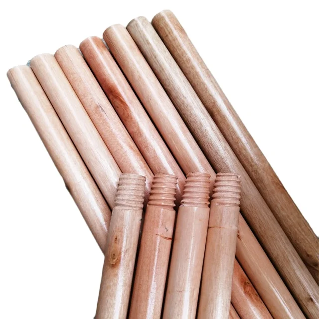 2024 Best Quality Wholesale Wooden broom stick Mop  varnished wooden painted broom handle and dustpan set