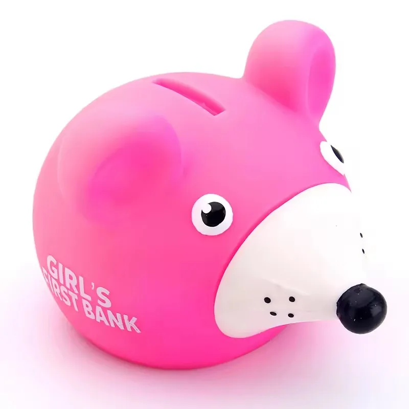 High Quality Multicolor Kids Plastic Money Coin Box Mini Cartoon Funny Kids Mouse Shape Rubber Piggy Bank for Kids Gift