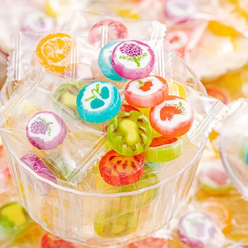 Cheap Sliced Round Shape Fruit-flavored Kids Candy Bulk Assorted Fruity hard Candy Sweets Mixed Fruit Candy