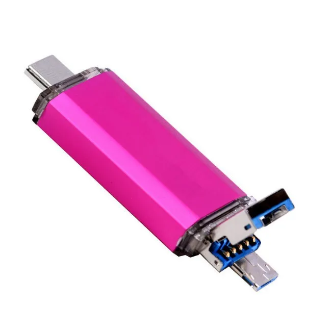 High quality 3 in 1 OTG Type C  Metal Usb flash drive Custom OEM logo USB 3.0 64GB 128GB pen drive metal USB flash sticks