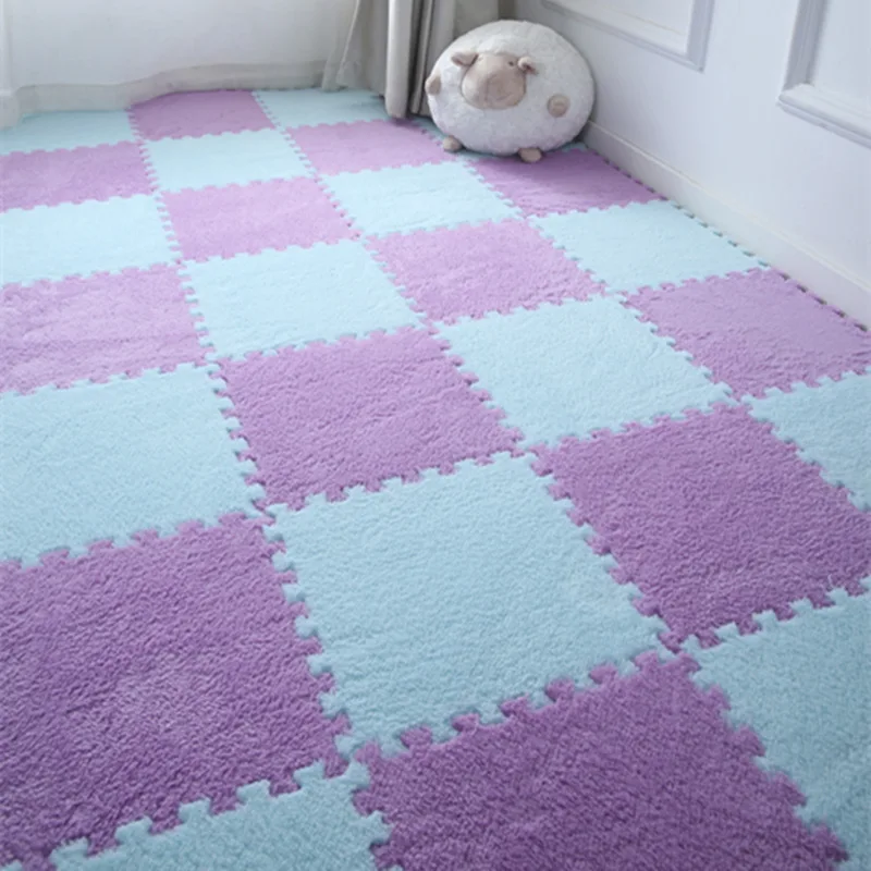30*30cm Plush Puzzle Foam Floor Rug Fluffy Square Carpet Mat Furry Area Carpet of Room Floor Game Rugs