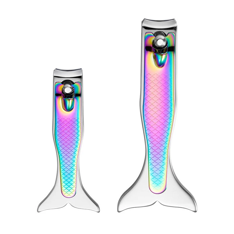Wholesale Mermaid Tail Design Titanium Stainless Steel Toenail Fingernail Clipper Cutter Trimmer for Salon Home