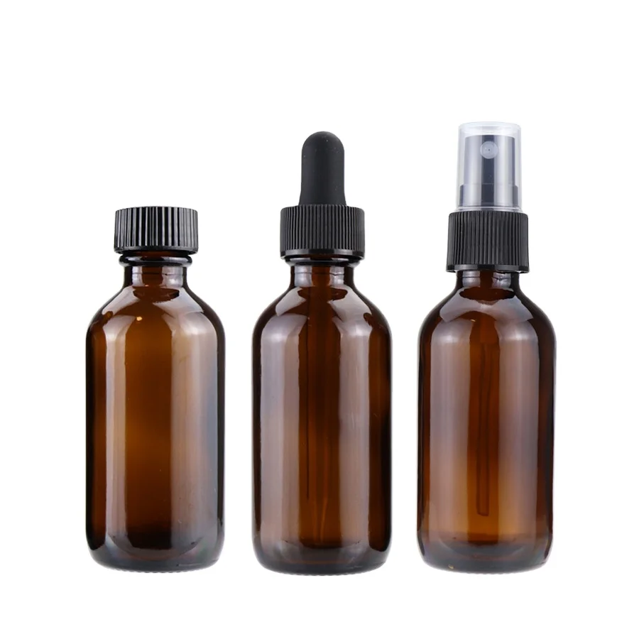 1oz 2oz 4oz 15ml 30ml 60ml 120ml boston amber cosmetics empty essential oil face serum glass dropper bottles with pipette