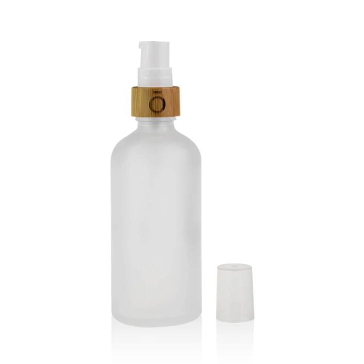 5ml 10ml 15ml 20ml 30ml 50ml 100ml Clear frosted essential oil bottle with bamboo sprayer cosmetic spray mist bottle