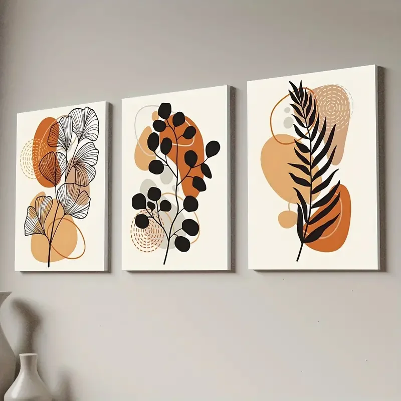 Framed Canvas Poster Bohemian Geometric Floral Line Art Painting Printed Canvas Wall Art Artwork Wall Painting For Gift