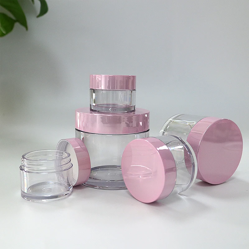 Cosmetic Empty Cream Packaging  Transparent Plastic Jars Pet  1Oz 2Oz 4Oz 3 Oz 8Oz 10G 30G Face Cream Cosmetic Jar With Lid