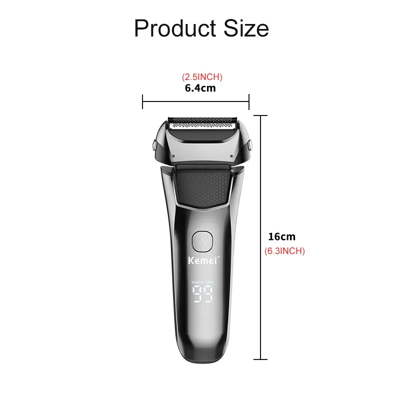 Kemei km-8512 electric shavers beard rechargeable shaving machine for men waterproof with LCD display Razor shavers bald trimmer