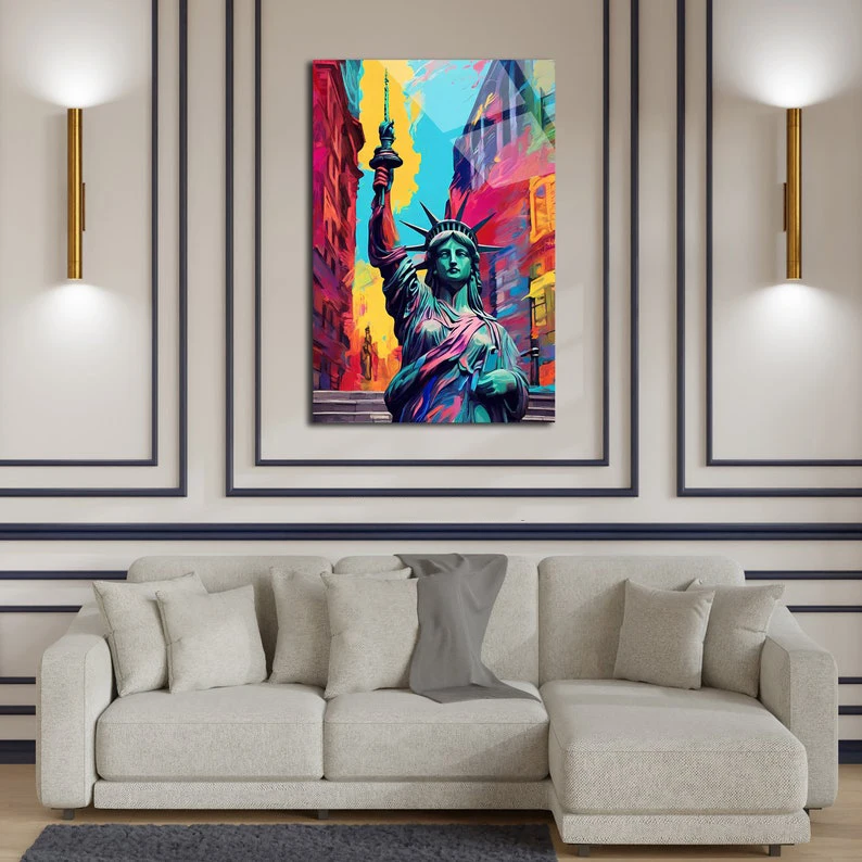 Красочная поп-Статуя Свободы художественное закаленное стекло настенное искусство домашний декор настенные гобелены граффити дизайн стеклянная живопись