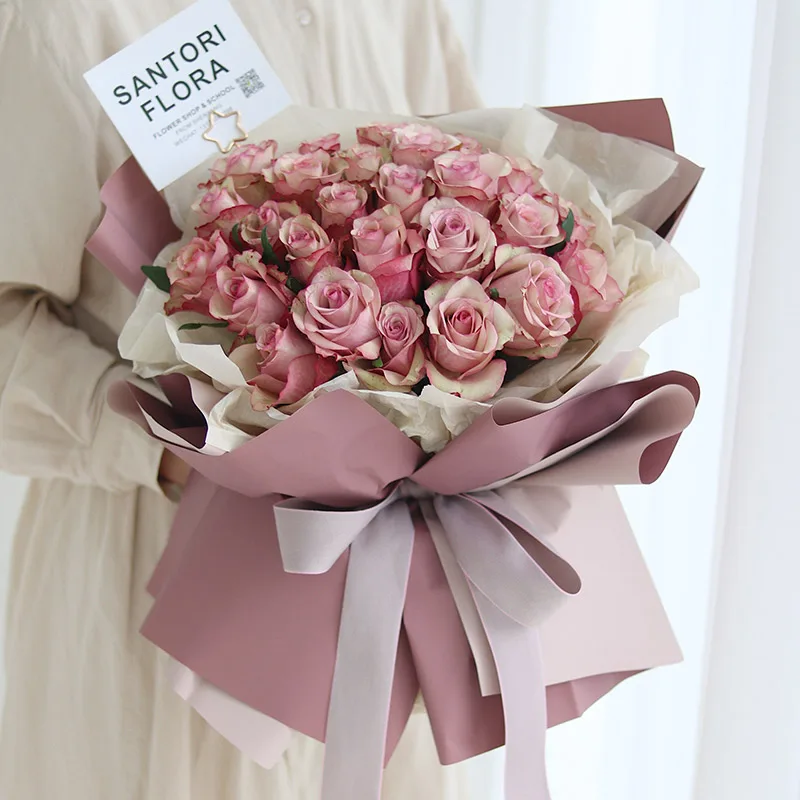 Custom Luxury Waterproof Korean Flower Wrapping Paper Roll Rose Bouquet Wrapping Paper
