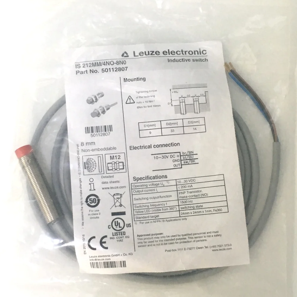 New arrival original 50109727 IS 230 MM/4NO-40N-S12 PNP inductive sensor for Leuze