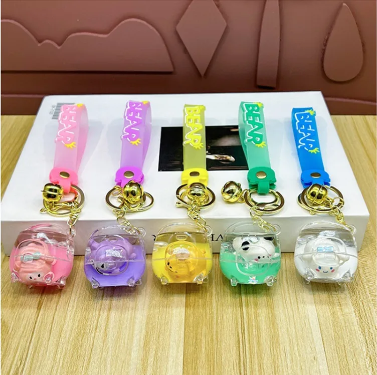 Wholesale Factory Kuromi Keyholder Creative Drifting Bottle Quicksand Keyring New Cute Doll Cooker Liquid Keychain