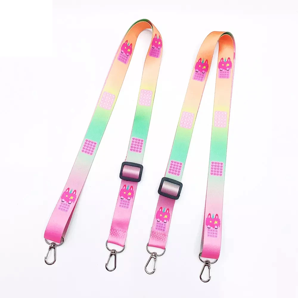 Custom Sublimated Print Logo Anime Cartoon Camera Phone Crossbody Neck Adjustable Polyester Shoulder Bag Strap Lanyard