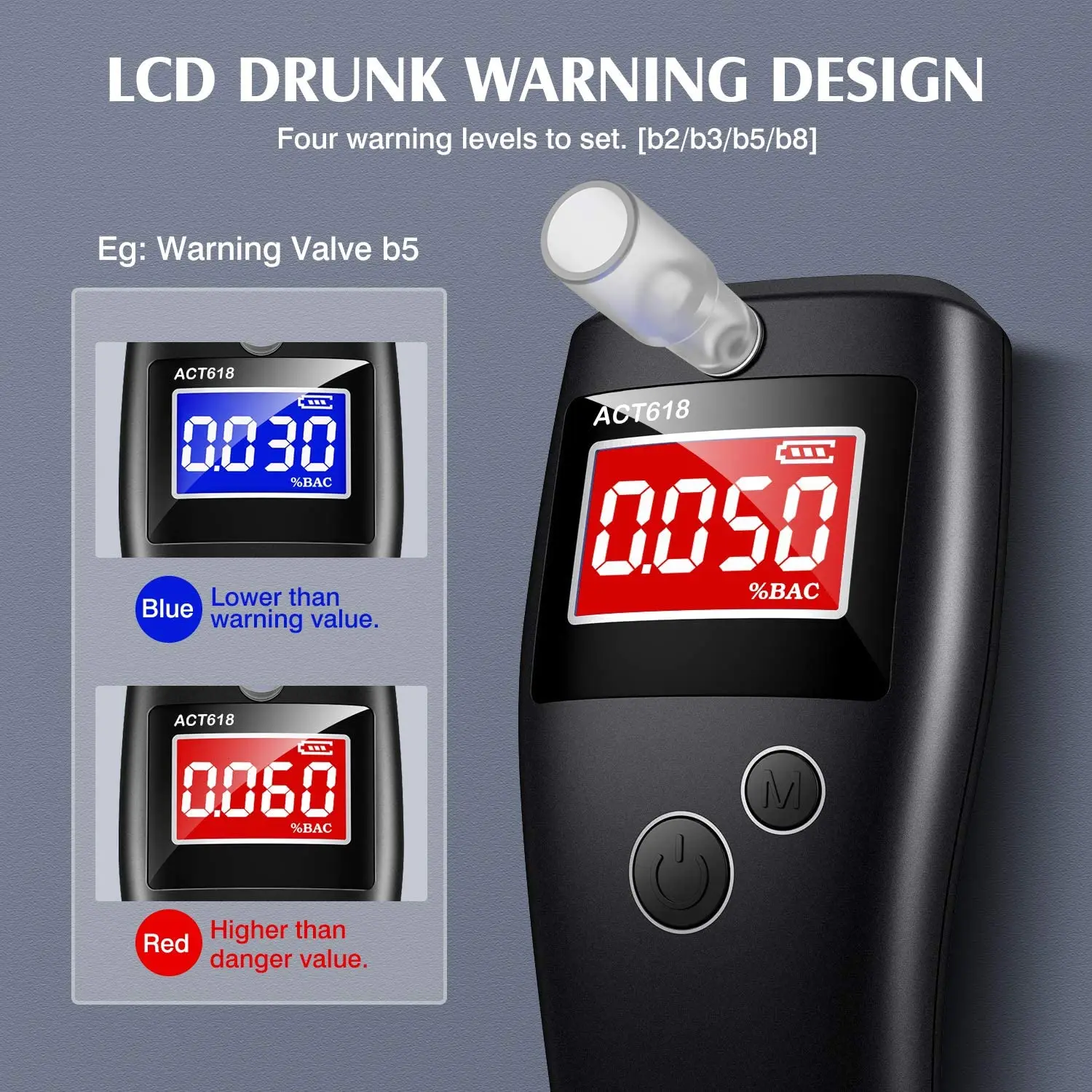 Breathalyzer with disposable mouthpiece digital alcohol meter professional alcohol testing kits