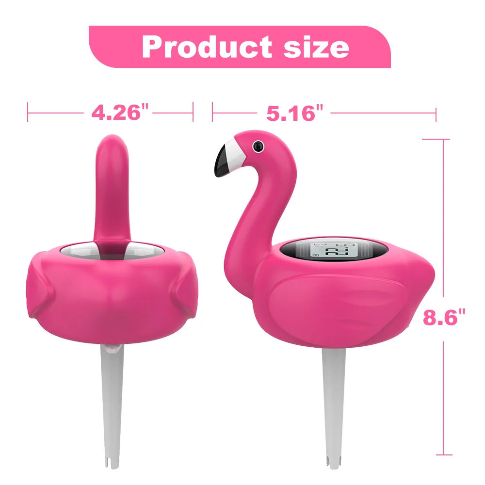 Factory Price Pool Spa Waterproof Digital Flamingo Bath Thermometer Hot tub Solar LED Animal Floating Thermometer